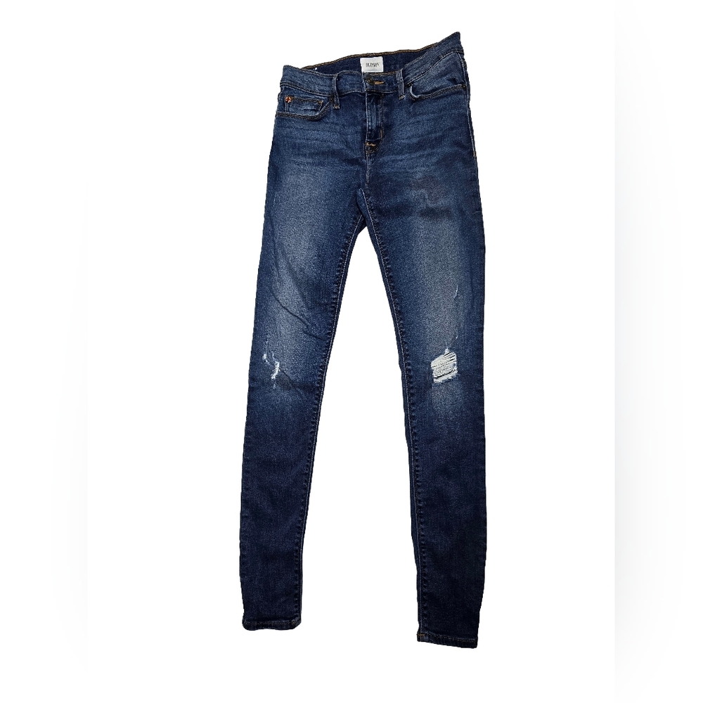Hudson Nico Midrise Super Skinny Jeans Sz 26 Med Wash Distressed